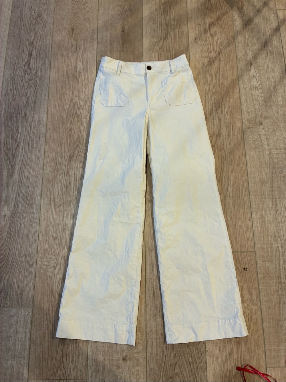 J Crew Wide Leg Women's pants cream size 25 preppy office cotton minimalist